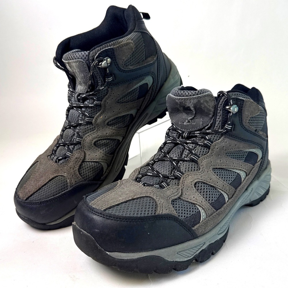 Khombu K-Guard Mens Hiking Boots Gray Black Mid Top Lace Up Trail Shoes Size 12